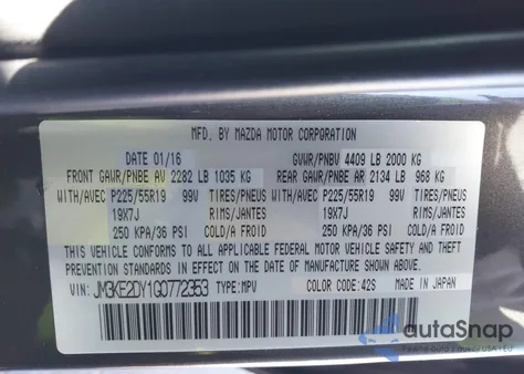 2016 Mazda Cx-5 Grand Touring from USA, damaged, VIN JM3KE2DY1G0772353